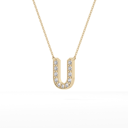 0.26 TCW Round Lab Grown Diamond U Initial Pendant Necklace