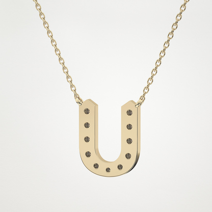0.26 TCW Round Lab Grown Diamond U Initial Pendant Necklace