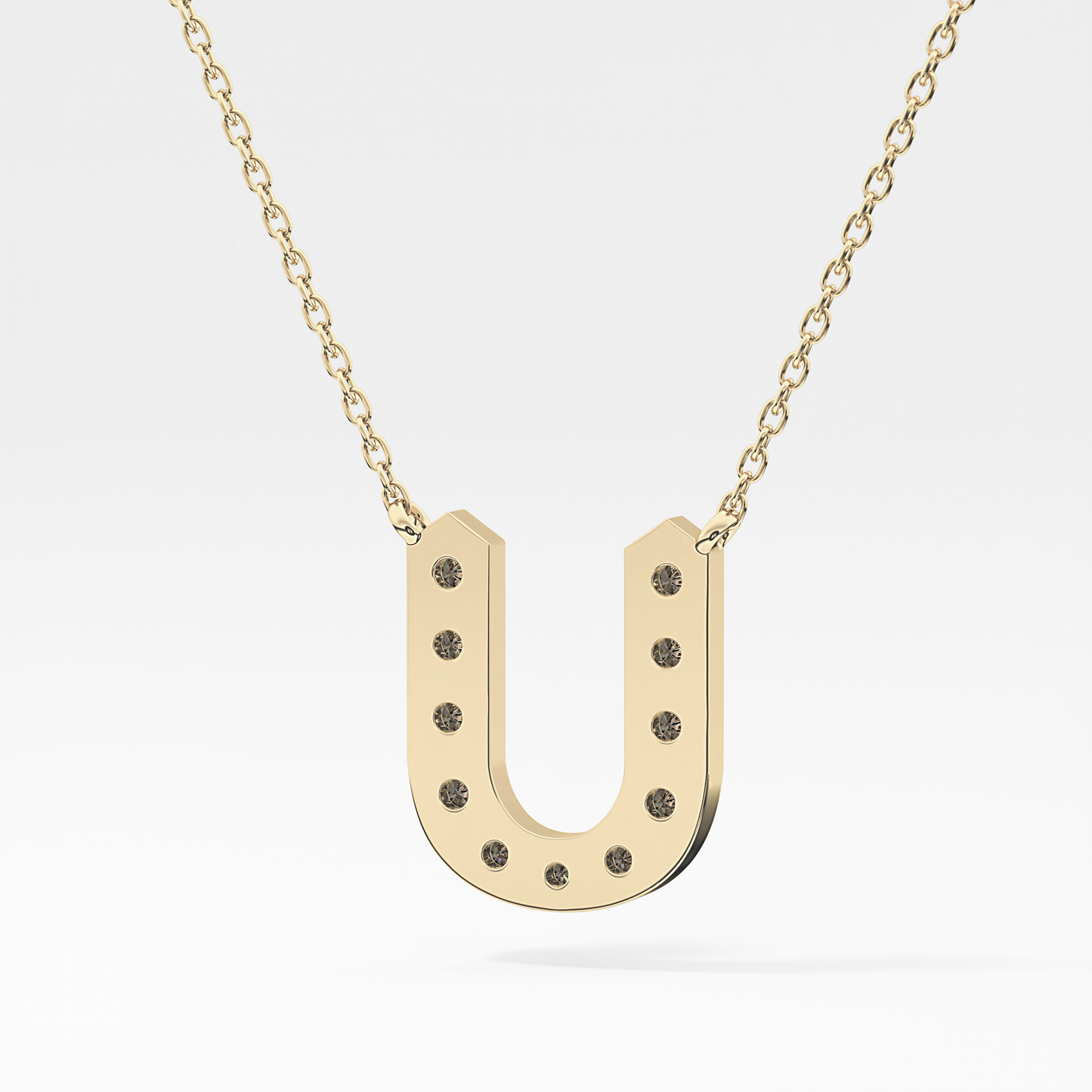 0.26 TCW Round Lab Grown Diamond U Initial Pendant Necklace