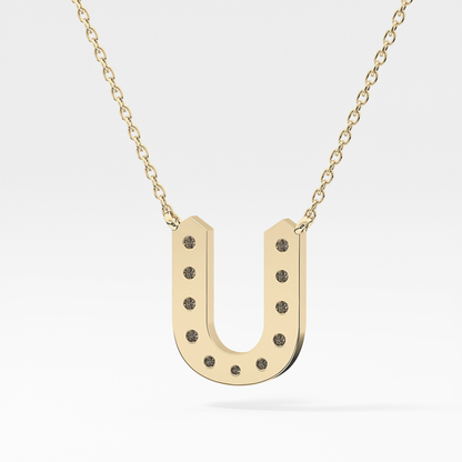 0.26 TCW Round Lab Grown Diamond U Initial Pendant Necklace