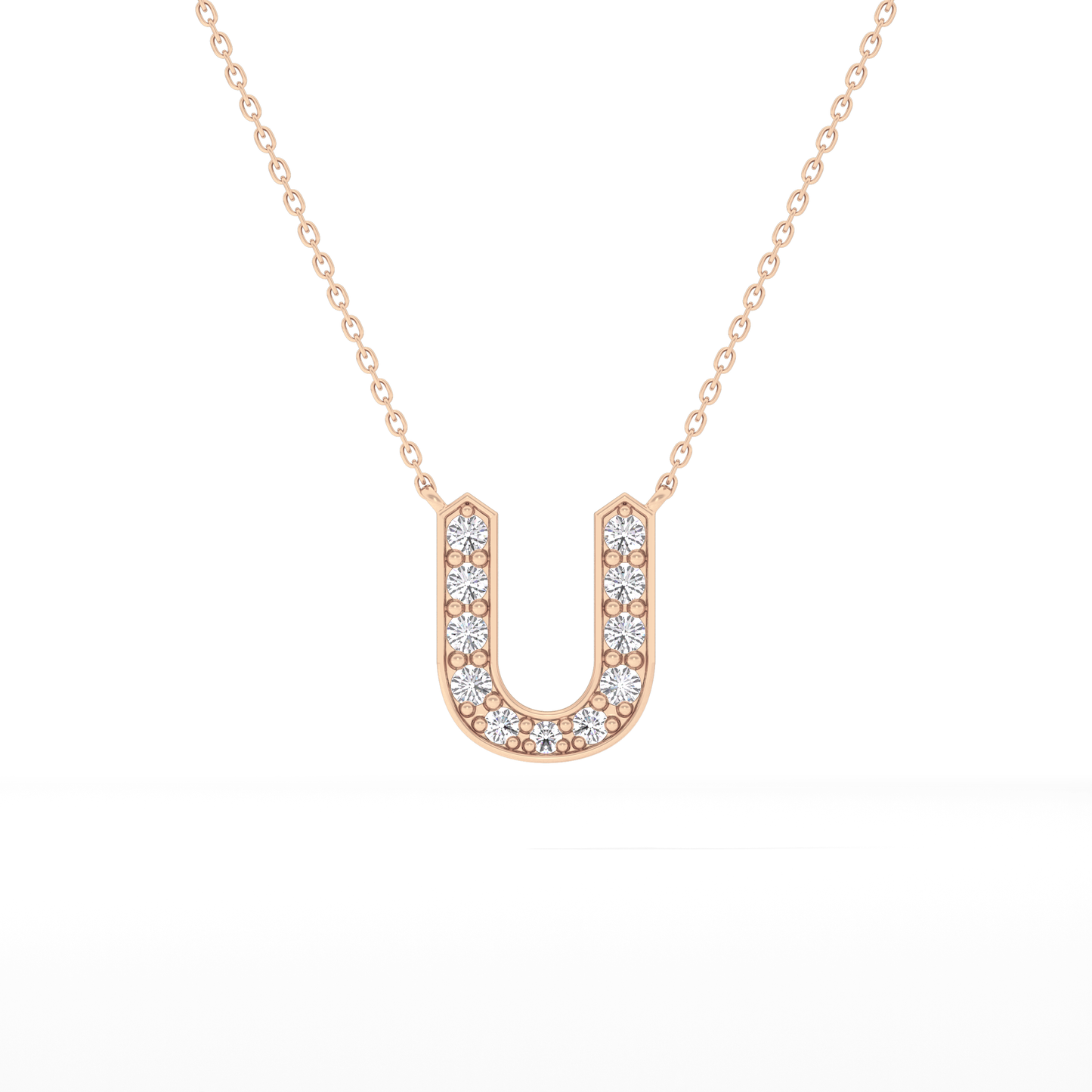 0.26 TCW Round Lab Grown Diamond U Initial Pendant Necklace