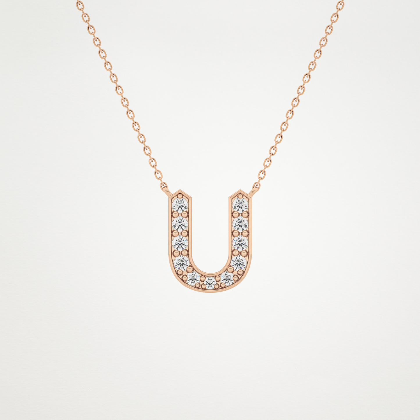 0.26 TCW Round Lab Grown Diamond U Initial Pendant Necklace
