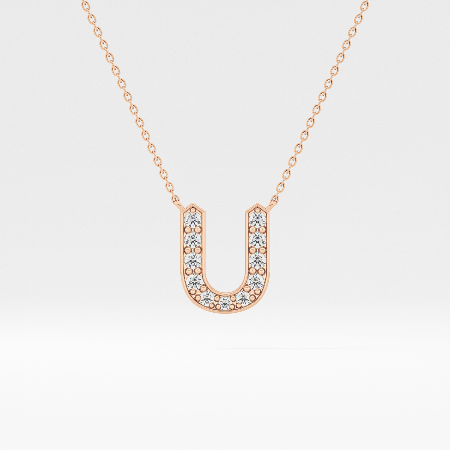 0.26 TCW Round Lab Grown Diamond U Initial Pendant Necklace