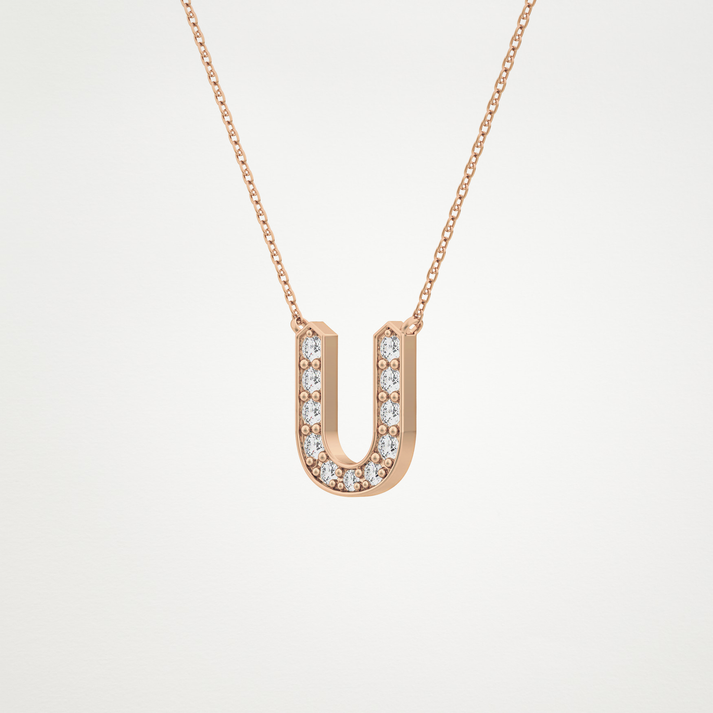 0.26 TCW Round Lab Grown Diamond U Initial Pendant Necklace
