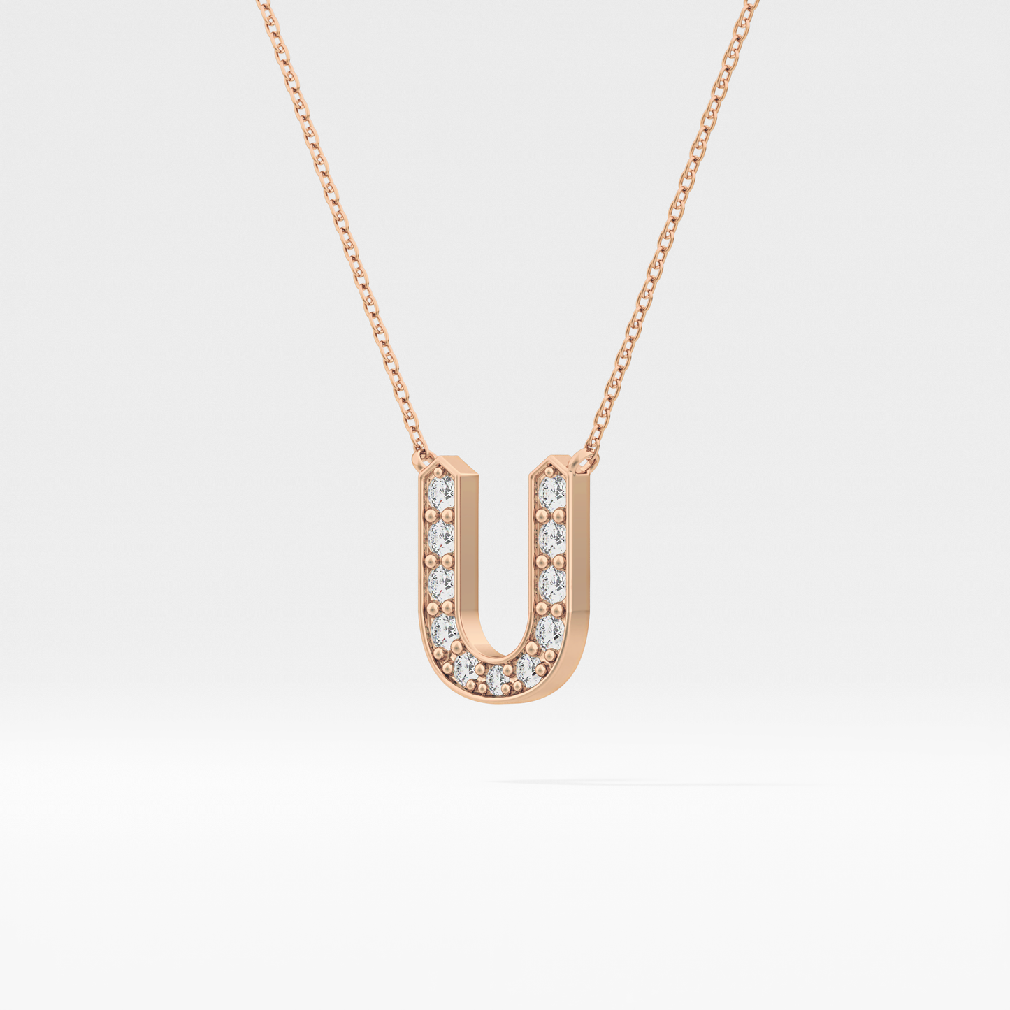 0.26 TCW Round Lab Grown Diamond U Initial Pendant Necklace