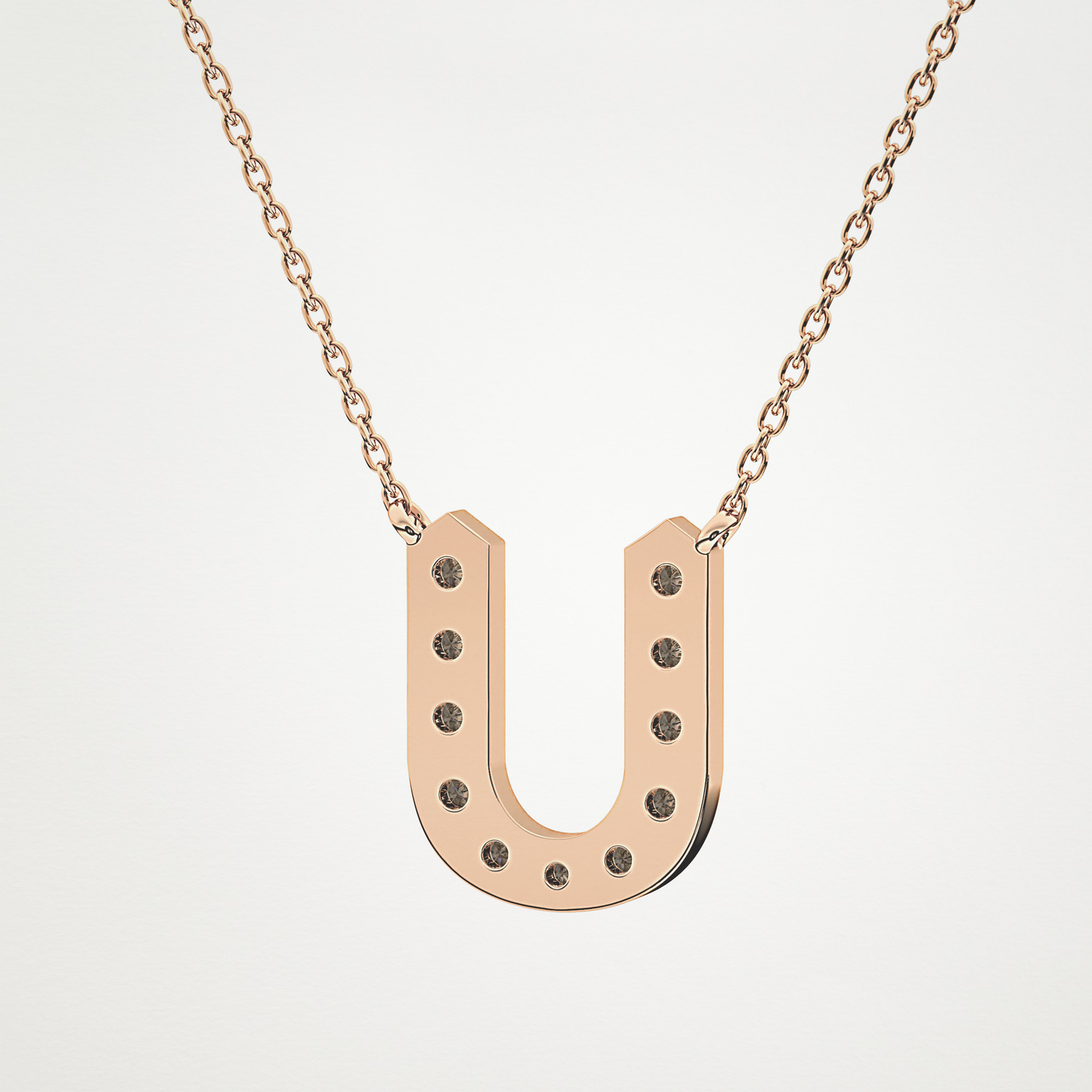 0.26 TCW Round Lab Grown Diamond U Initial Pendant Necklace