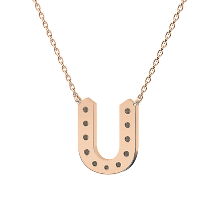 0.26 TCW Round Lab Grown Diamond U Initial Pendant Necklace
