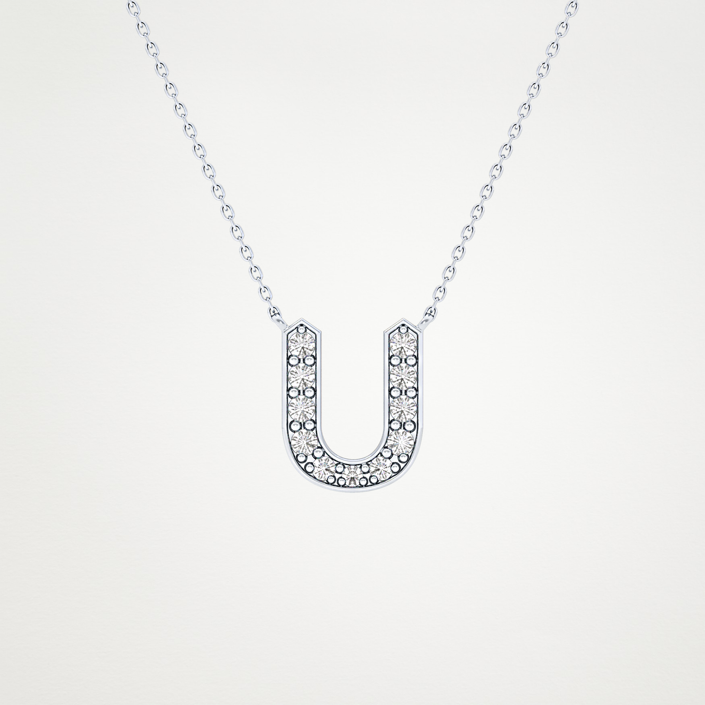 0.26 TCW Round Lab Grown Diamond U Initial Pendant Necklace