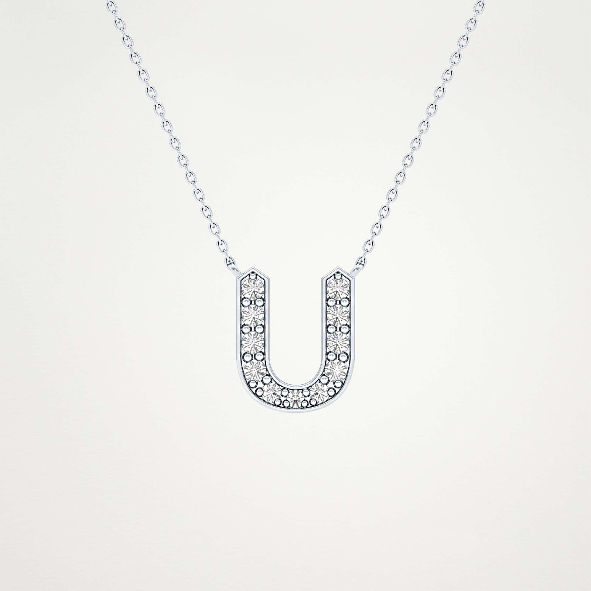0.26 TCW Round Lab Grown Diamond U Initial Pendant Necklace