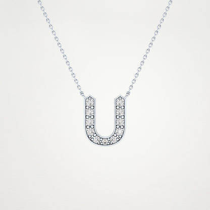 0.26 TCW Round Lab Grown Diamond U Initial Pendant Necklace