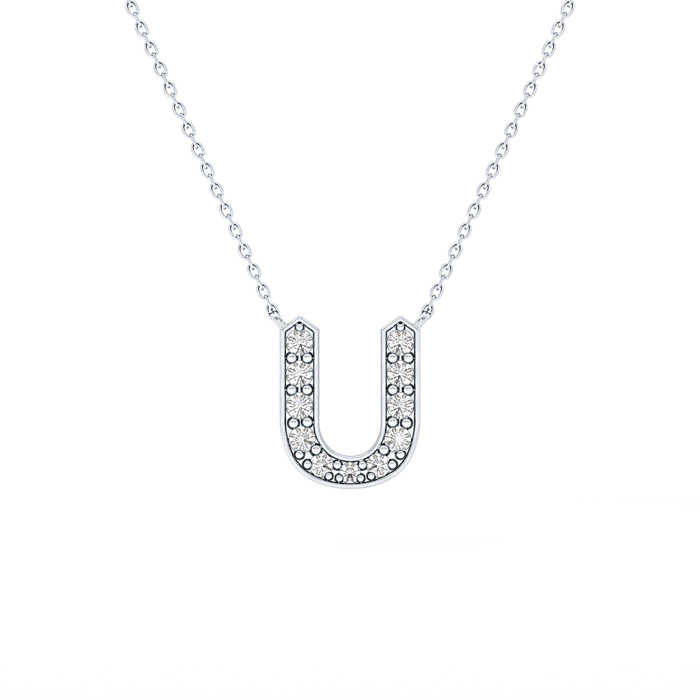 0.26 TCW Round Lab Grown Diamond U Initial Pendant Necklace