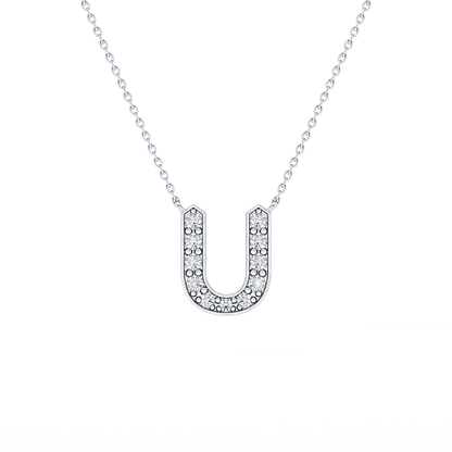 0.26 TCW Round Lab Grown Diamond U Initial Pendant Necklace