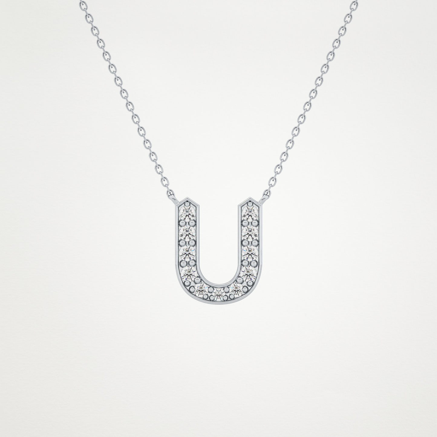 0.26 TCW Round Lab Grown Diamond U Initial Pendant Necklace