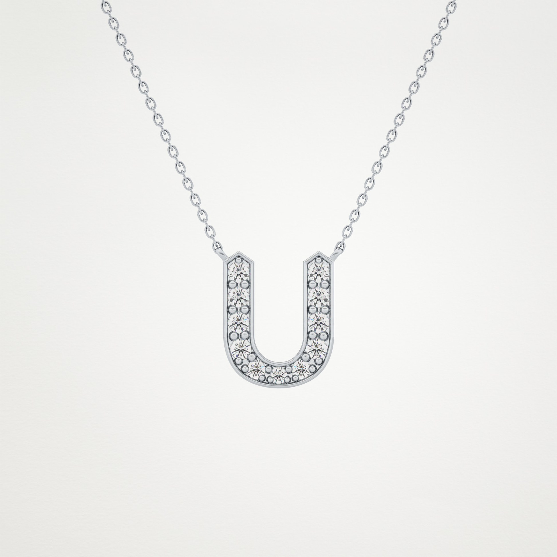0.26 TCW Round Lab Grown Diamond U Initial Pendant Necklace