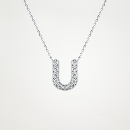 0.26 TCW Round Lab Grown Diamond U Initial Pendant Necklace