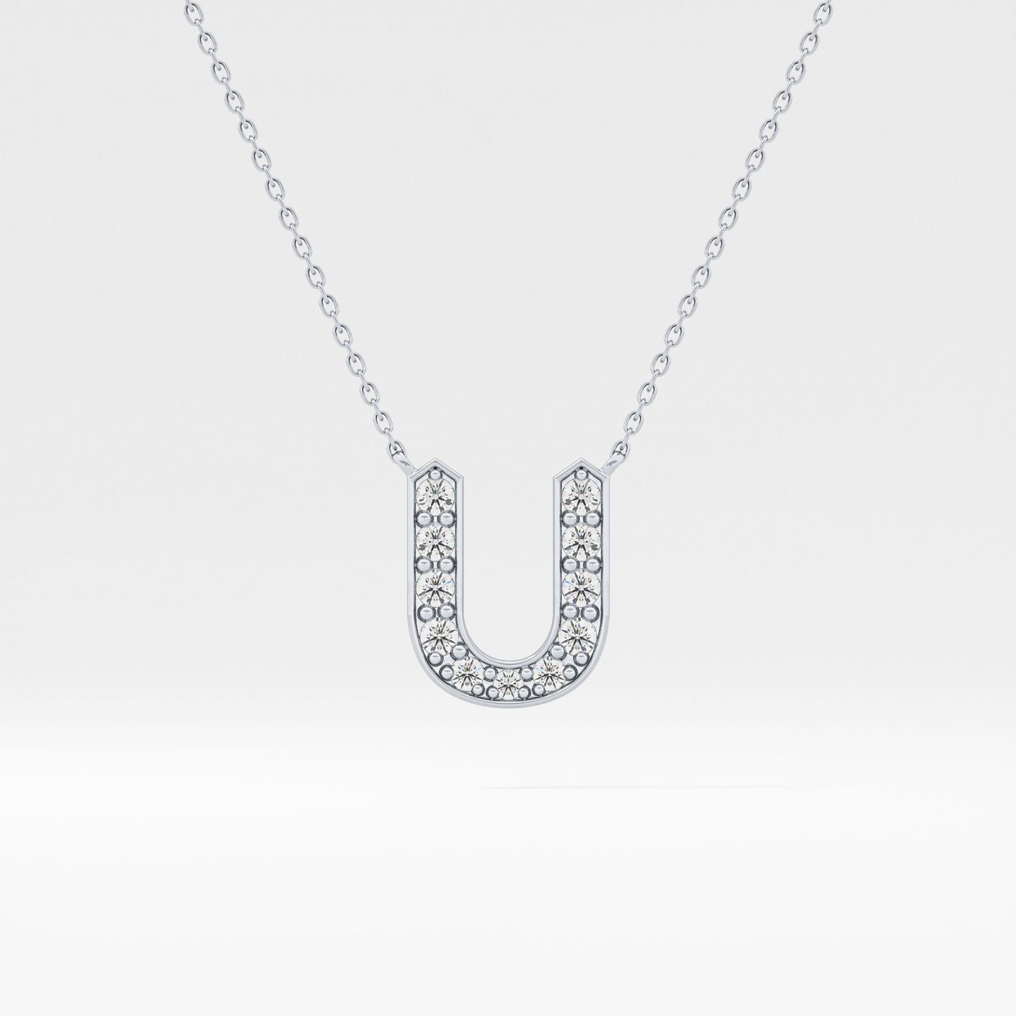 0.26 TCW Round Lab Grown Diamond U Initial Pendant Necklace