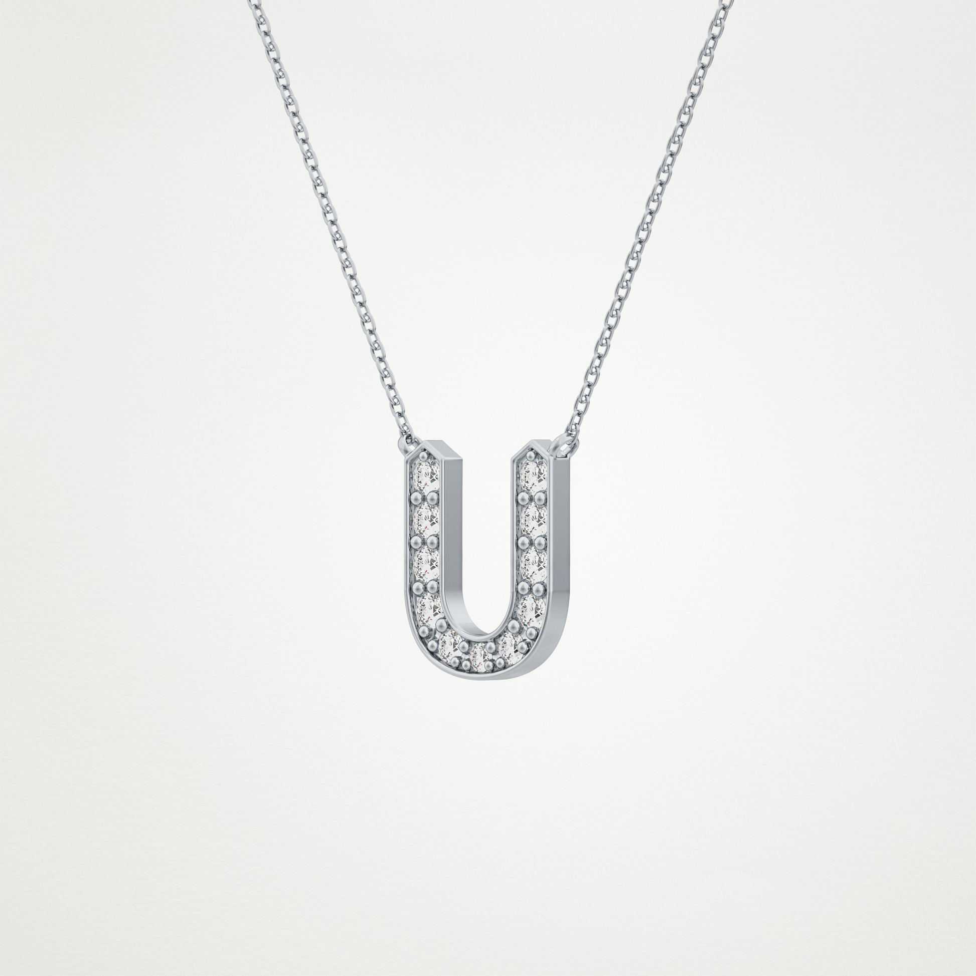 0.26 TCW Round Lab Grown Diamond U Initial Pendant Necklace
