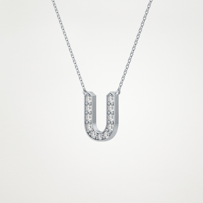 0.26 TCW Round Lab Grown Diamond U Initial Pendant Necklace