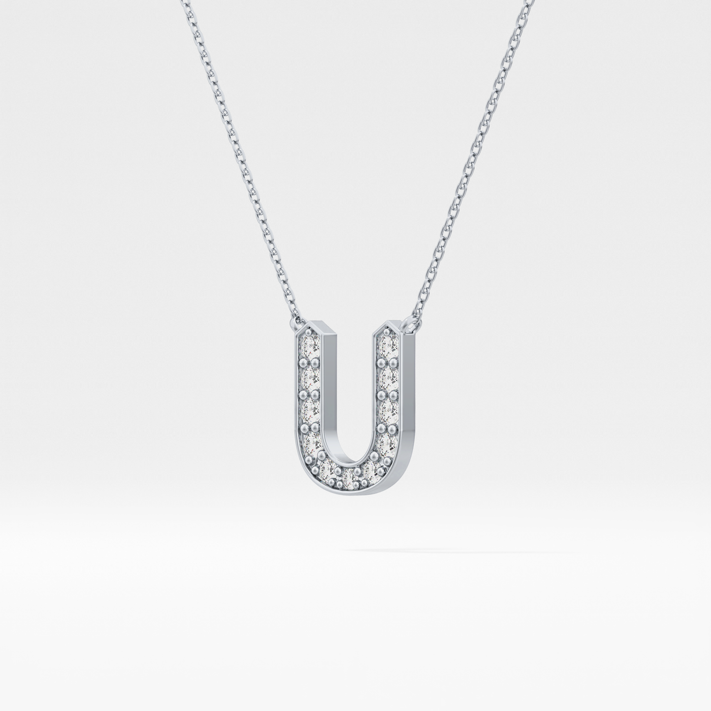 0.26 TCW Round Lab Grown Diamond U Initial Pendant Necklace