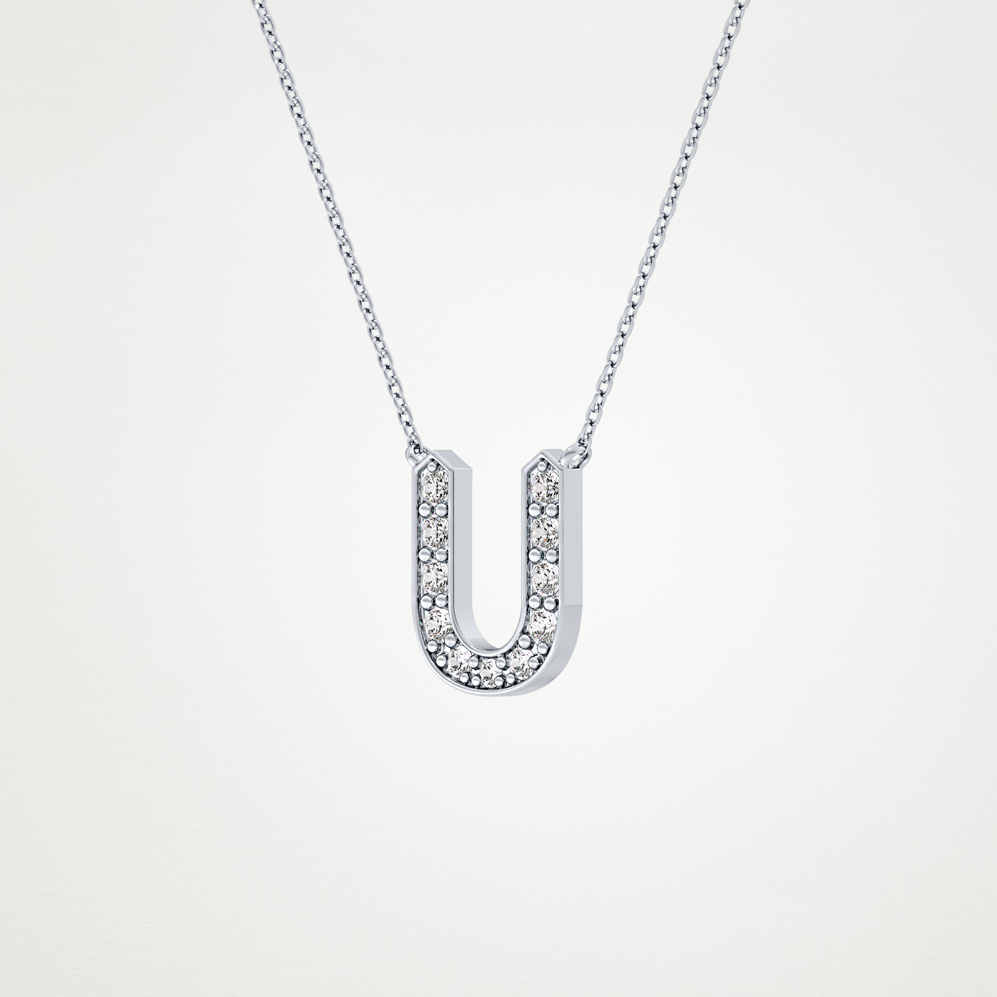 0.26 TCW Round Lab Grown Diamond U Initial Pendant Necklace