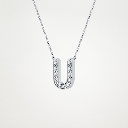 0.26 TCW Round Lab Grown Diamond U Initial Pendant Necklace