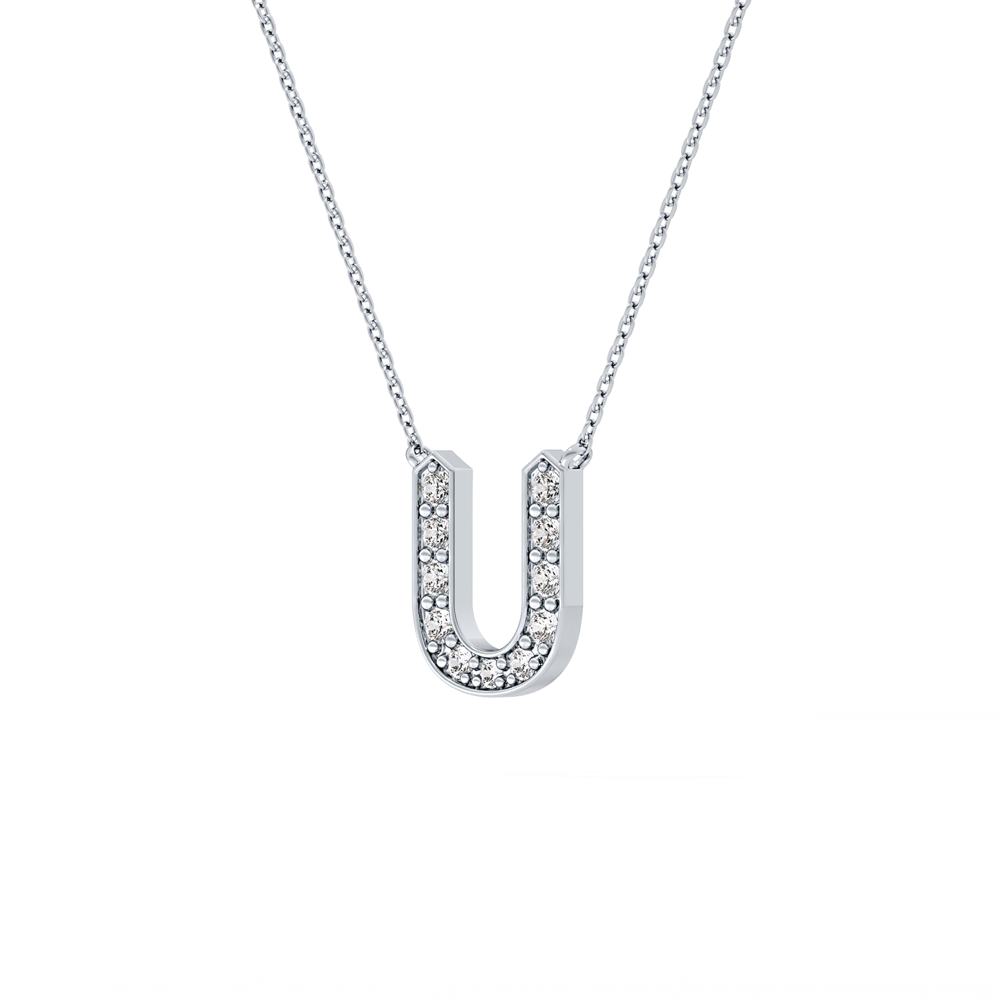 0.26 TCW Round Lab Grown Diamond U Initial Pendant Necklace