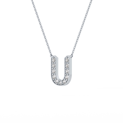 0.26 TCW Round Lab Grown Diamond U Initial Pendant Necklace