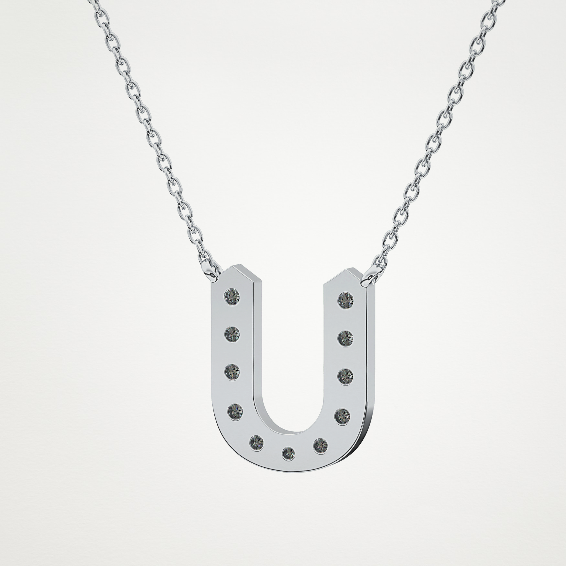 0.26 TCW Round Lab Grown Diamond U Initial Pendant Necklace