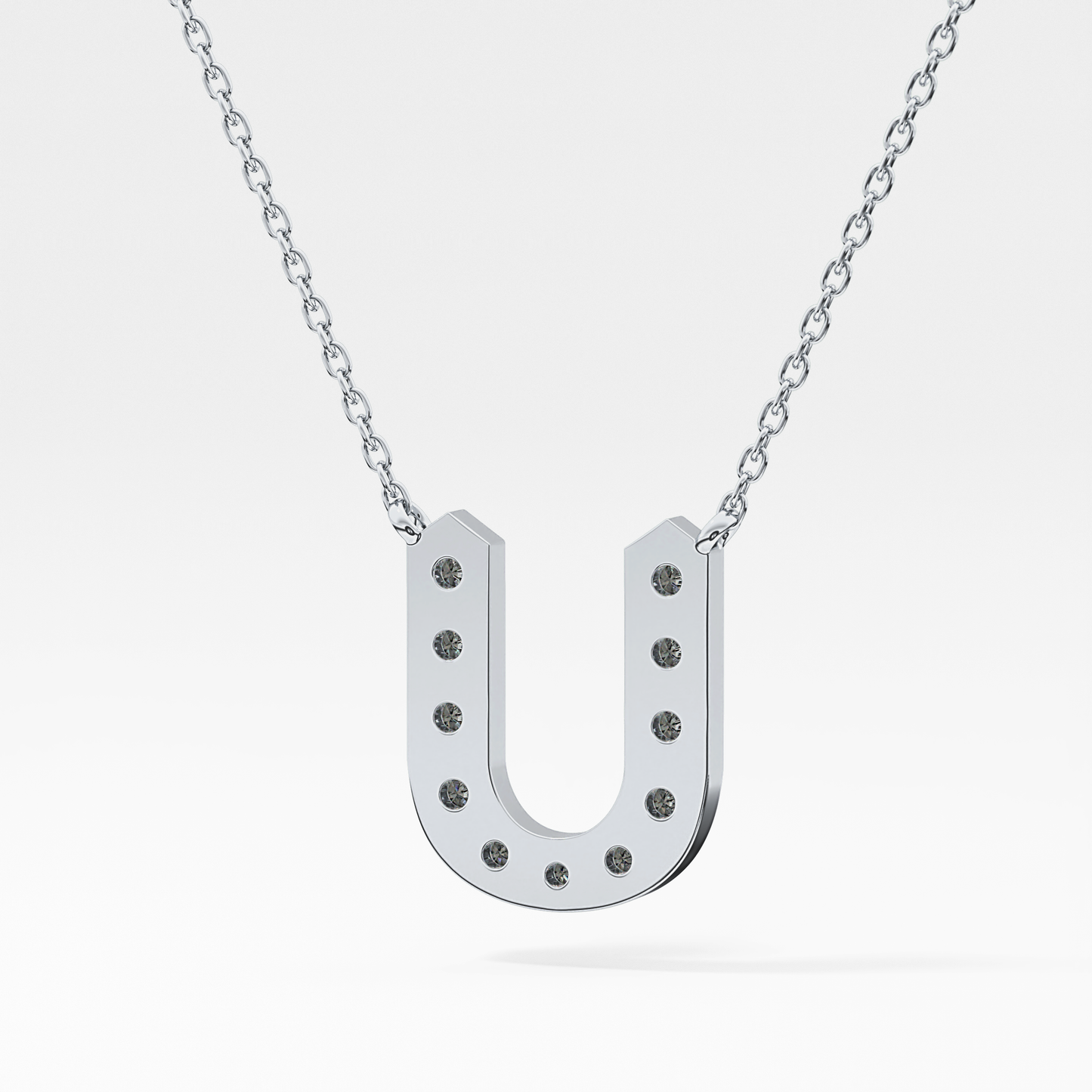 0.26 TCW Round Lab Grown Diamond U Initial Pendant Necklace