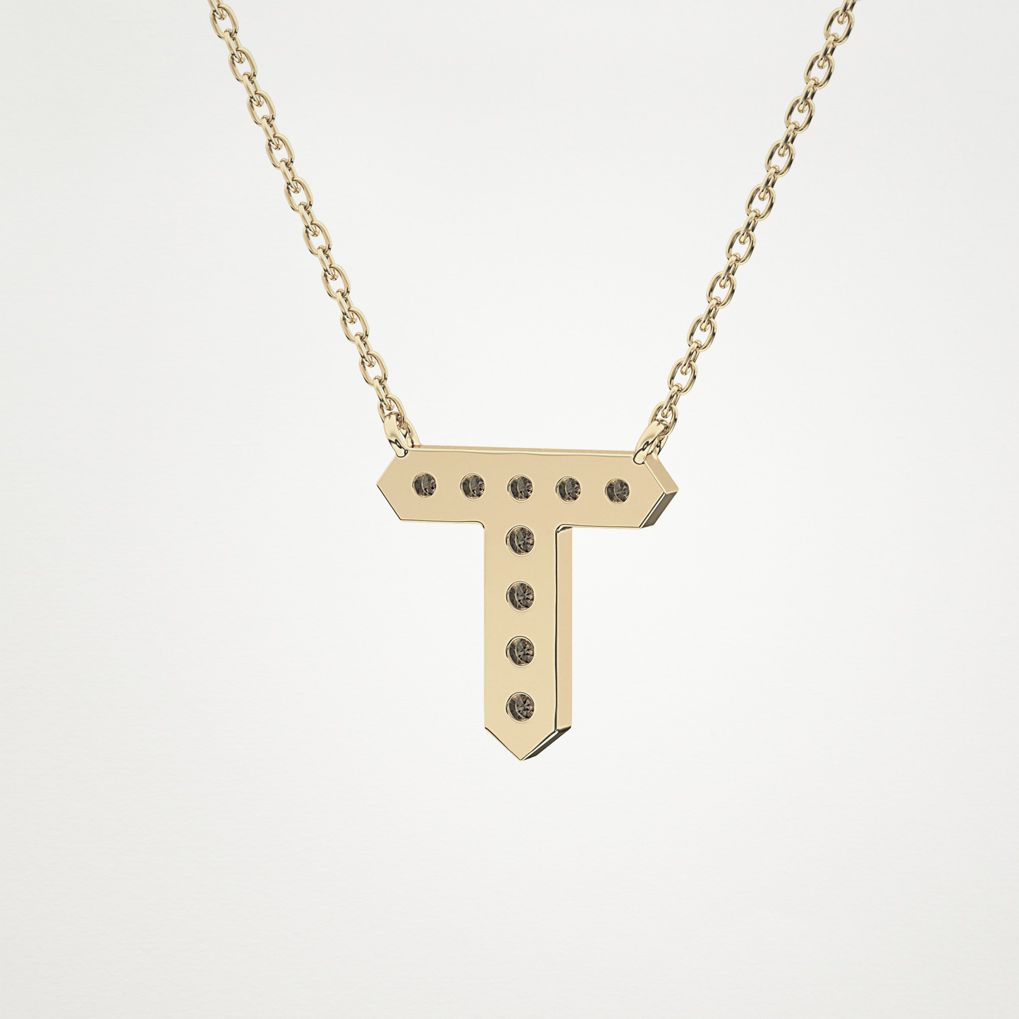 0.17 TCW Round Lab Grown Diamond T Initial Pendant Necklace