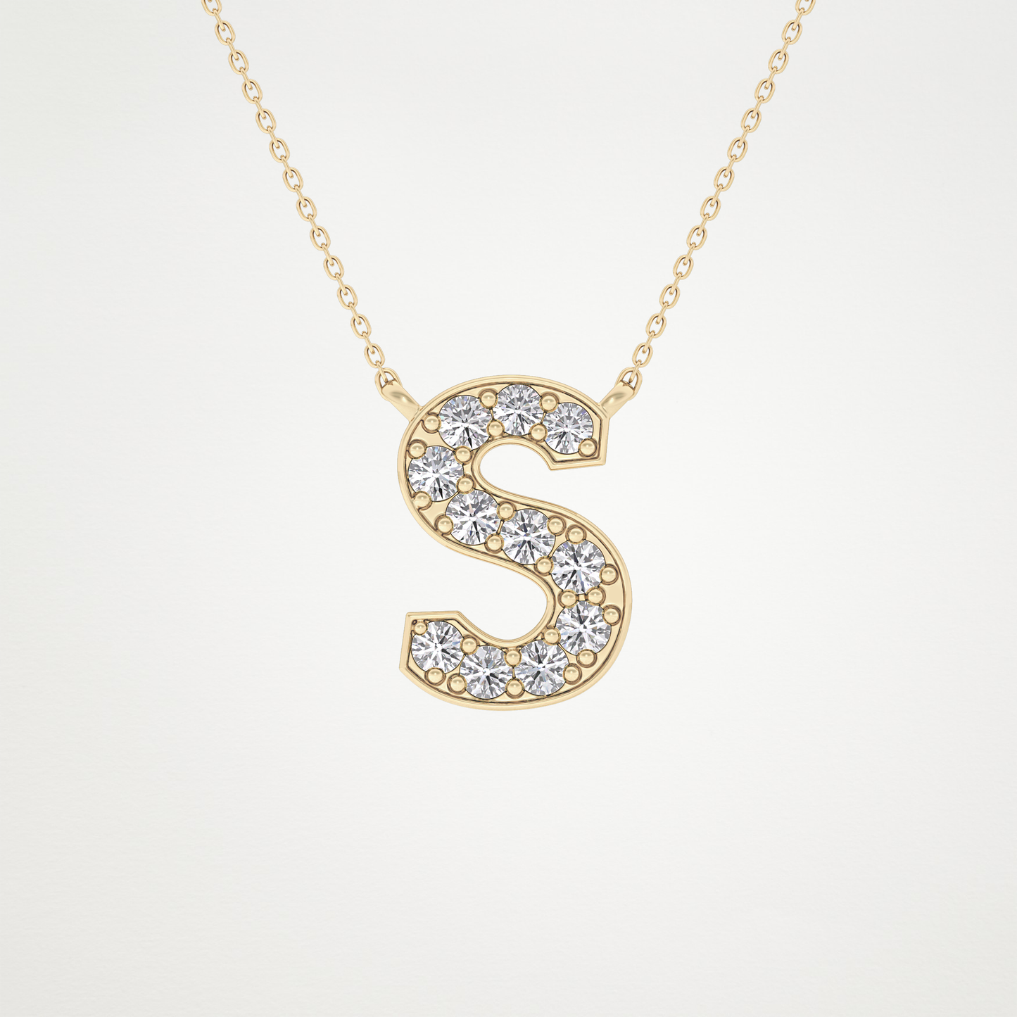 0.77 TCW Round Lab Grown Diamond S Initial Pendant Necklace