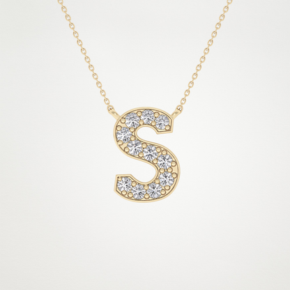 0.77 TCW Round Lab Grown Diamond S Initial Pendant Necklace