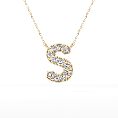 0.77 TCW Round Lab Grown Diamond S Initial Pendant Necklace