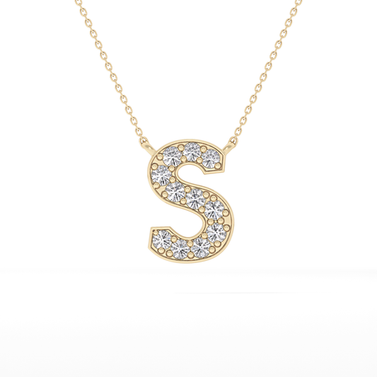 0.77 TCW Round Lab Grown Diamond S Initial Pendant Necklace
