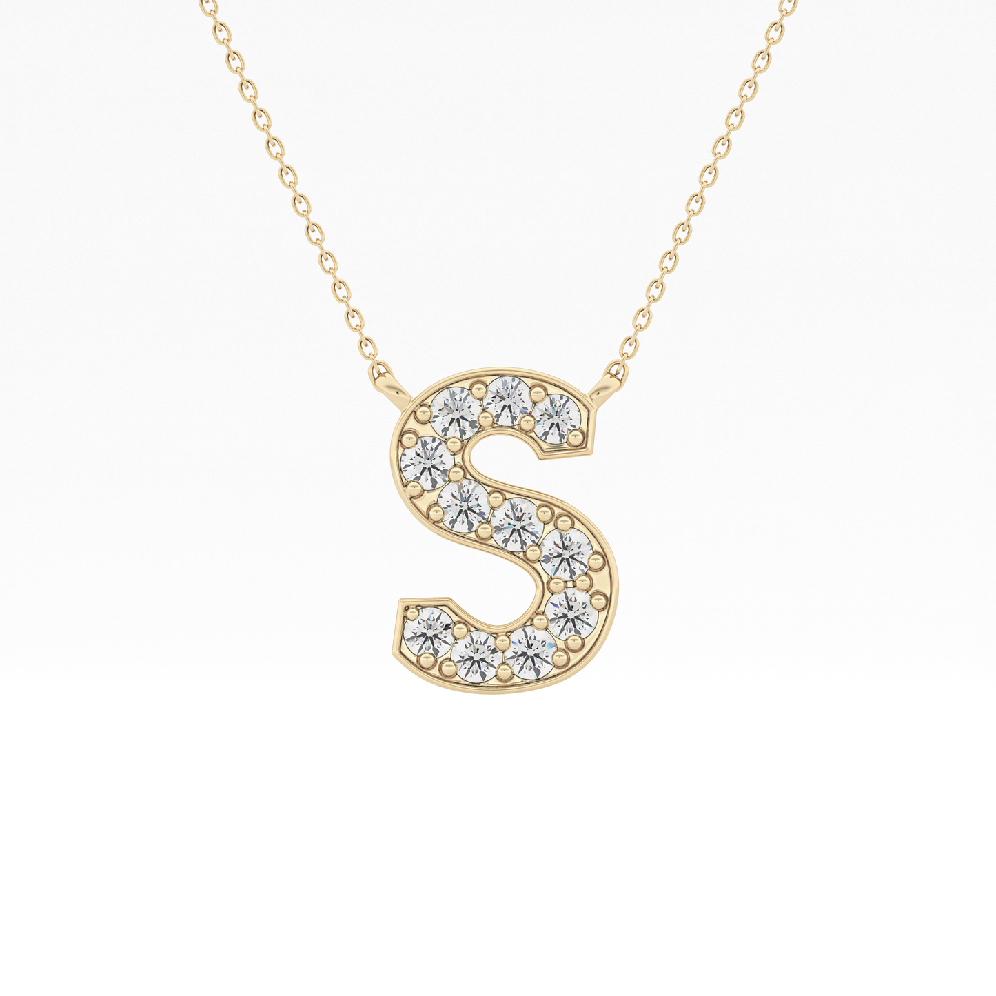 0.77 TCW Round Lab Grown Diamond S Initial Pendant Necklace