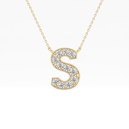 0.77 TCW Round Lab Grown Diamond S Initial Pendant Necklace