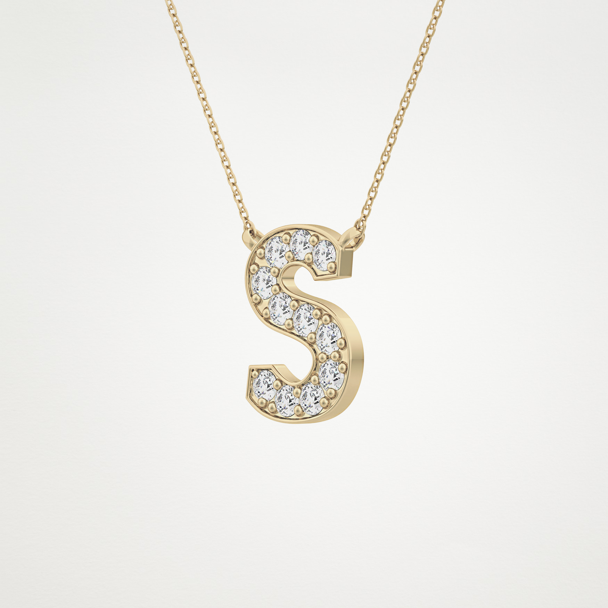 0.77 TCW Round Lab Grown Diamond S Initial Pendant Necklace