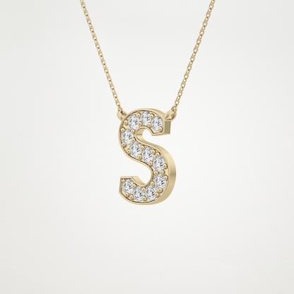 0.77 TCW Round Lab Grown Diamond S Initial Pendant Necklace