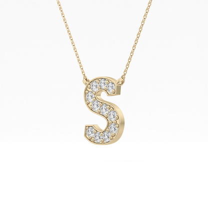 0.77 TCW Round Lab Grown Diamond S Initial Pendant Necklace