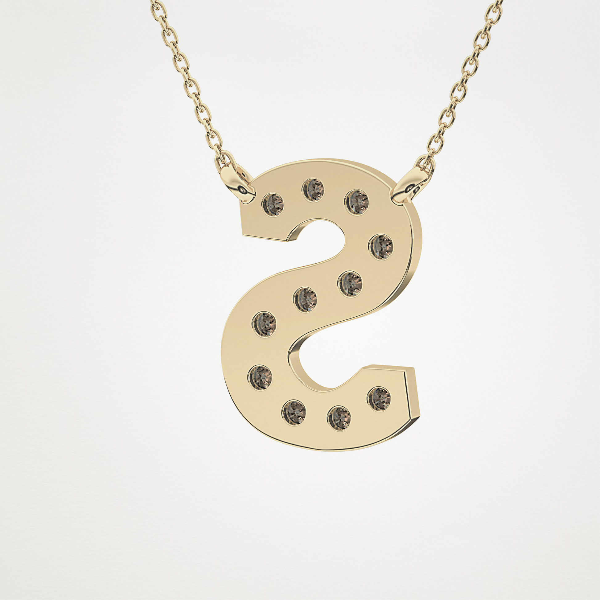 0.77 TCW Round Lab Grown Diamond S Initial Pendant Necklace