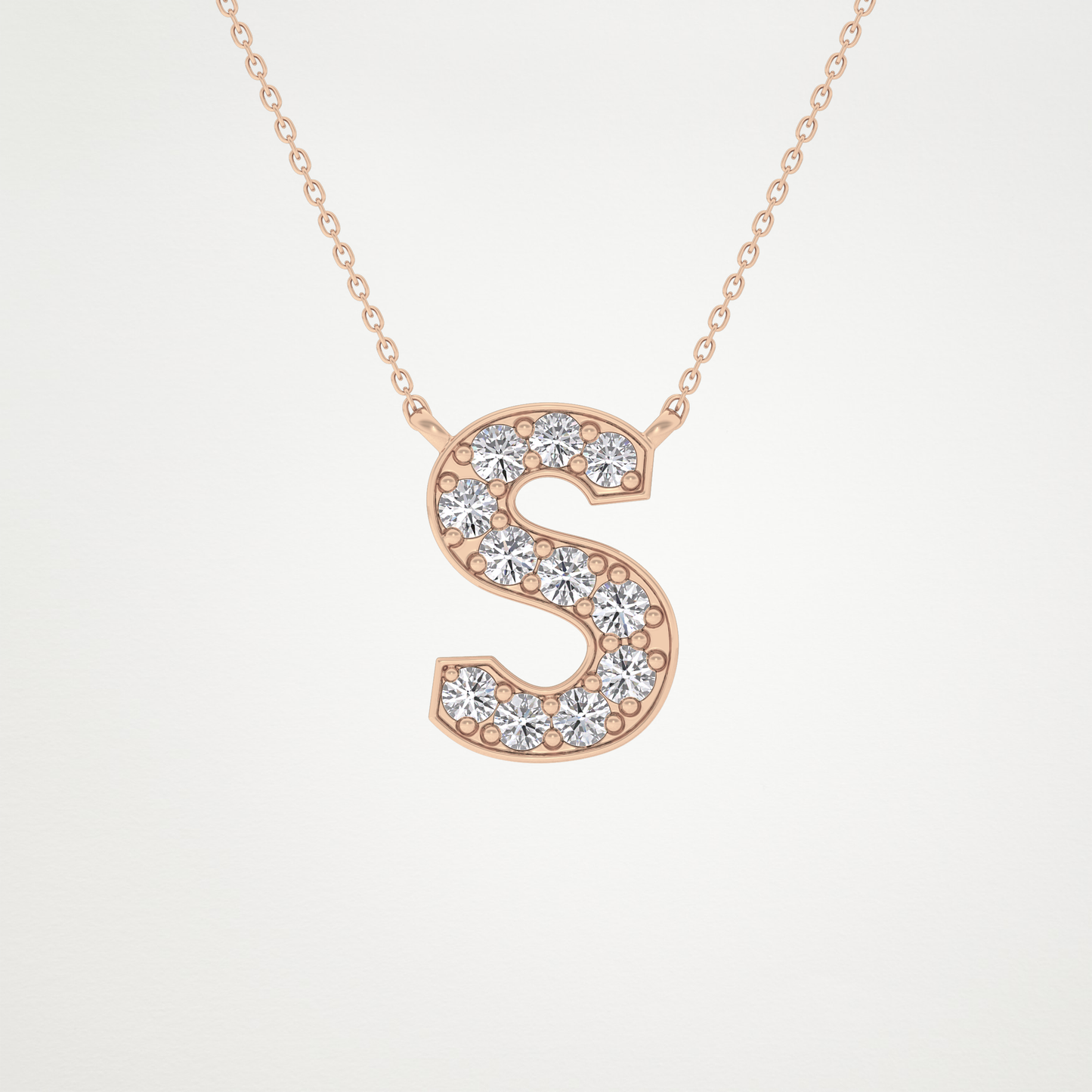 0.77 TCW Round Lab Grown Diamond S Initial Pendant Necklace