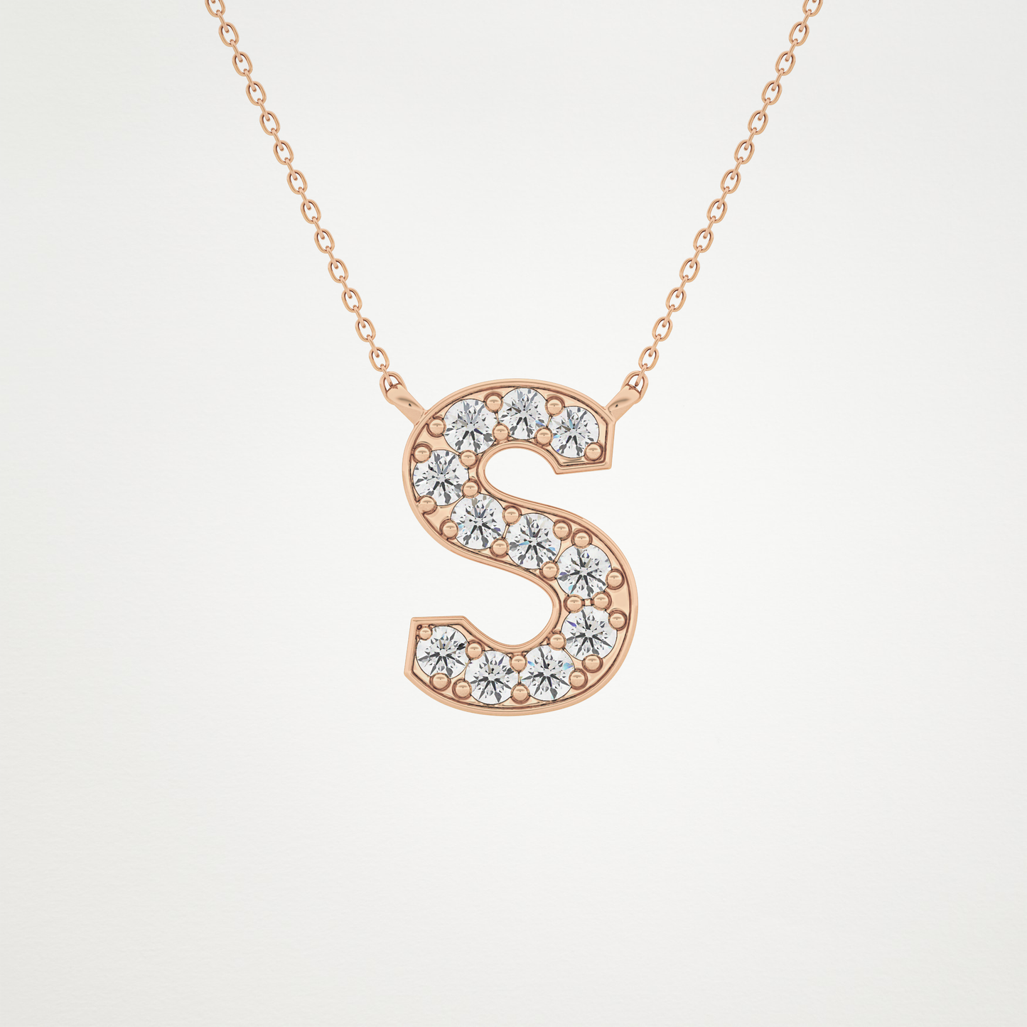 0.77 TCW Round Lab Grown Diamond S Initial Pendant Necklace