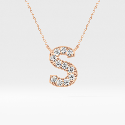 0.77 TCW Round Lab Grown Diamond S Initial Pendant Necklace