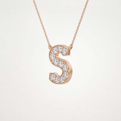 0.77 TCW Round Lab Grown Diamond S Initial Pendant Necklace