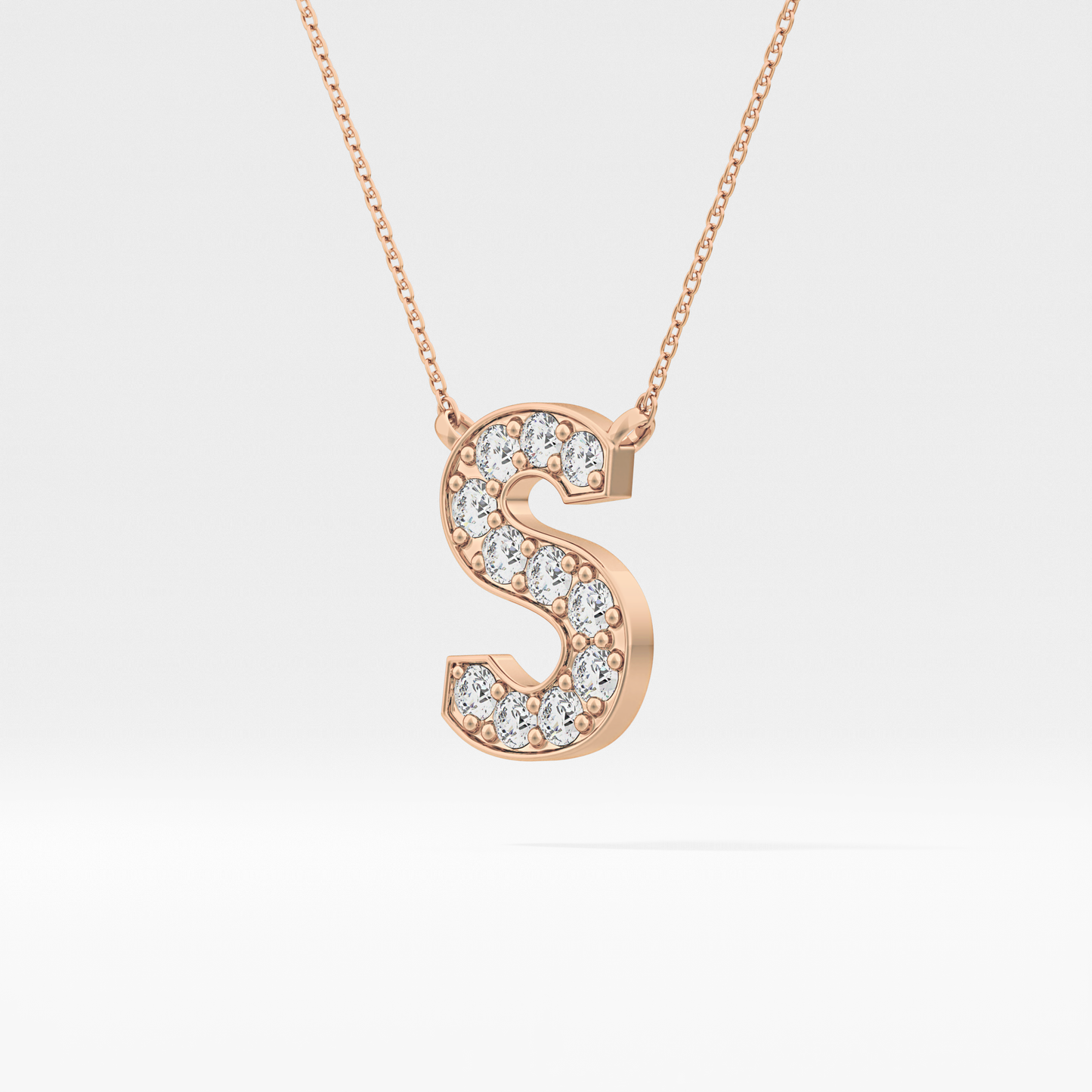 0.77 TCW Round Lab Grown Diamond S Initial Pendant Necklace
