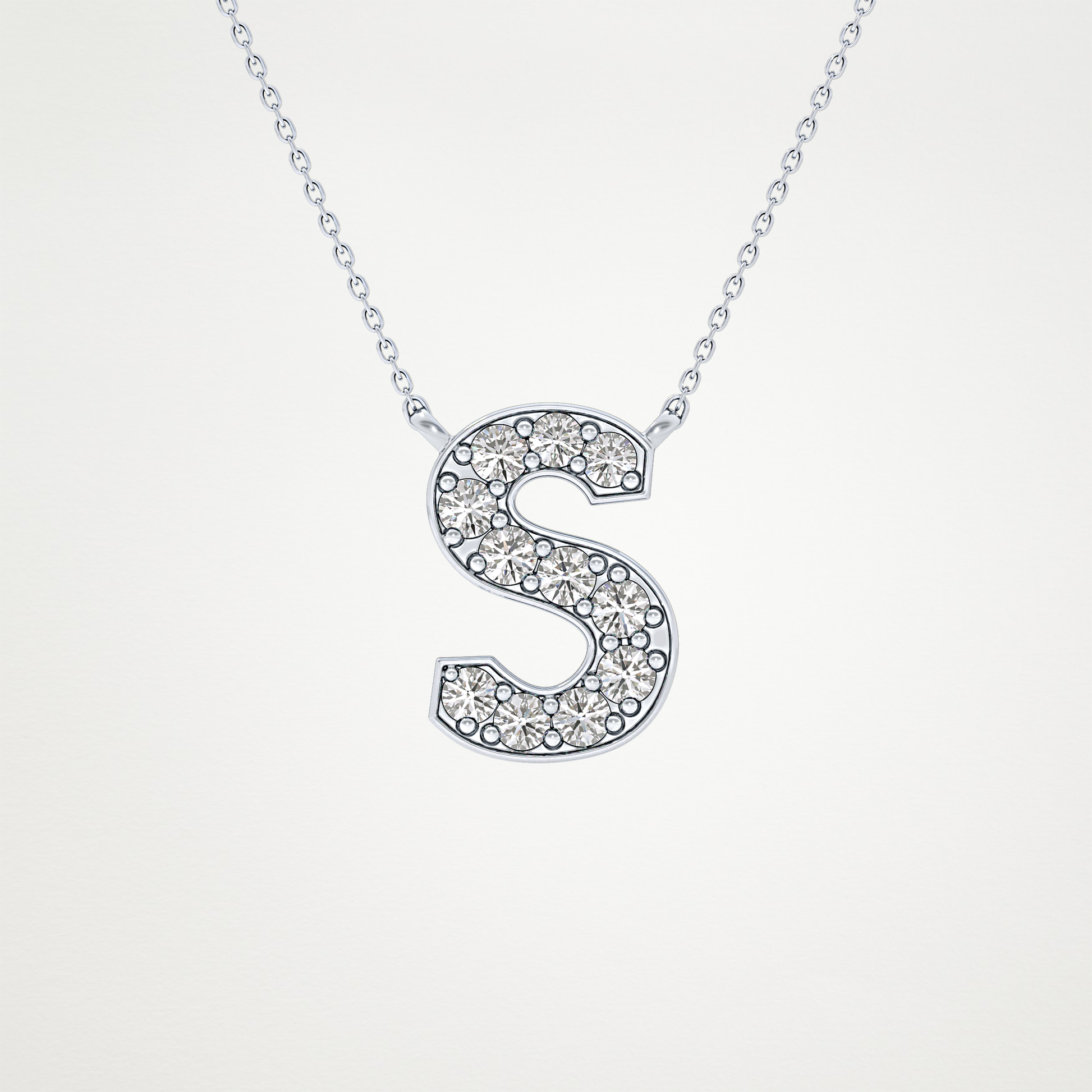 0.77 TCW Round Lab Grown Diamond S Initial Pendant Necklace