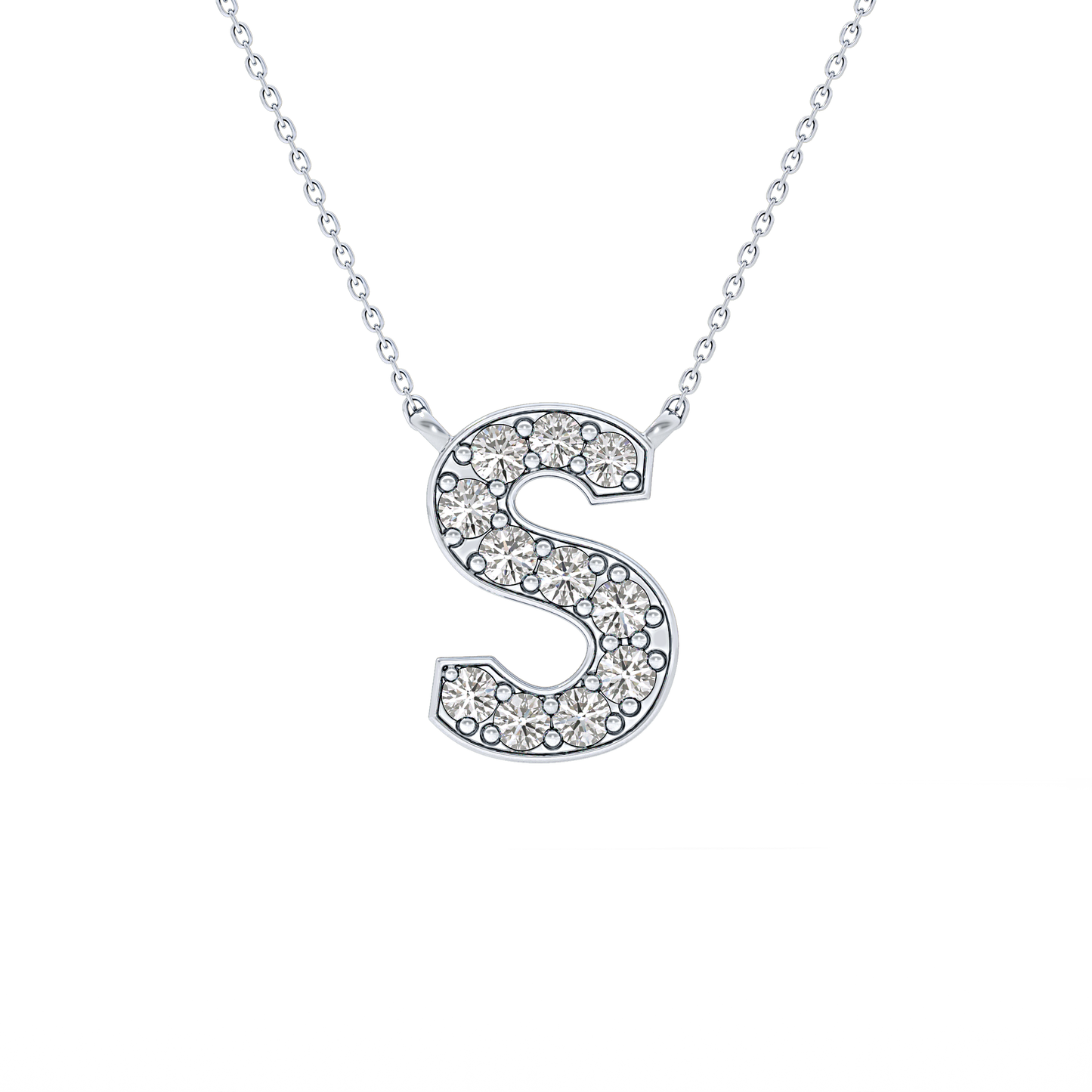 0.77 TCW Round Lab Grown Diamond S Initial Pendant Necklace