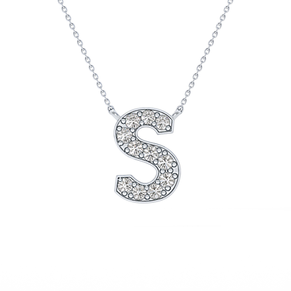 0.77 TCW Round Lab Grown Diamond S Initial Pendant Necklace