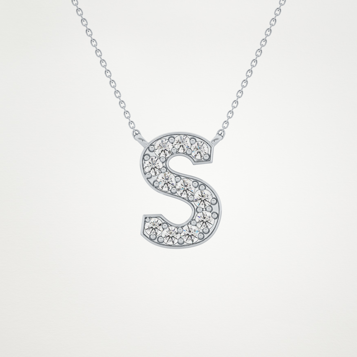 0.77 TCW Round Lab Grown Diamond S Initial Pendant Necklace