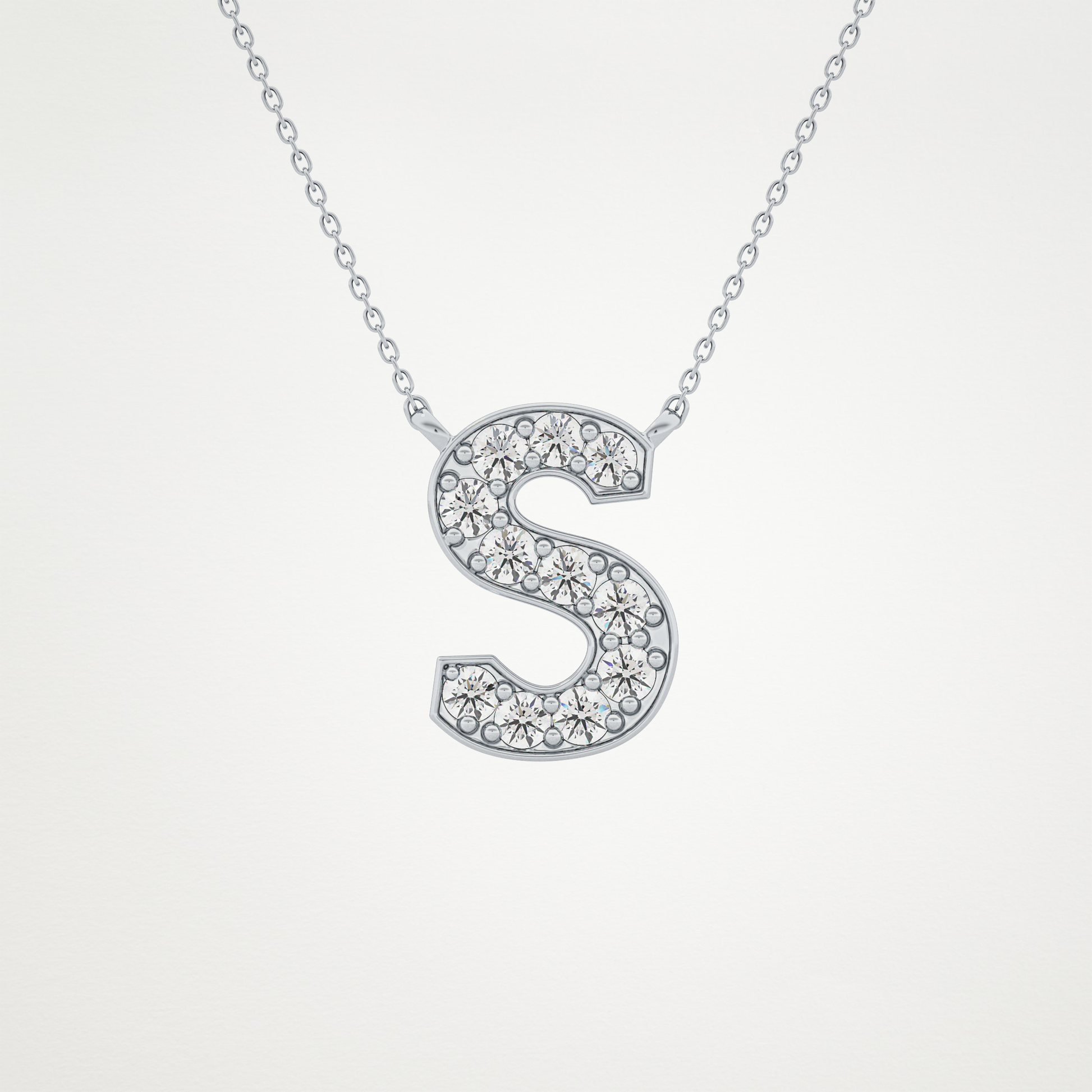0.77 TCW Round Lab Grown Diamond S Initial Pendant Necklace